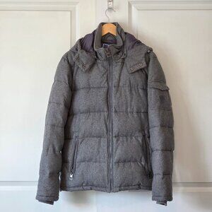 Guess Men's Puffer Down Heavy Winter Wool Jacket Size M Grey